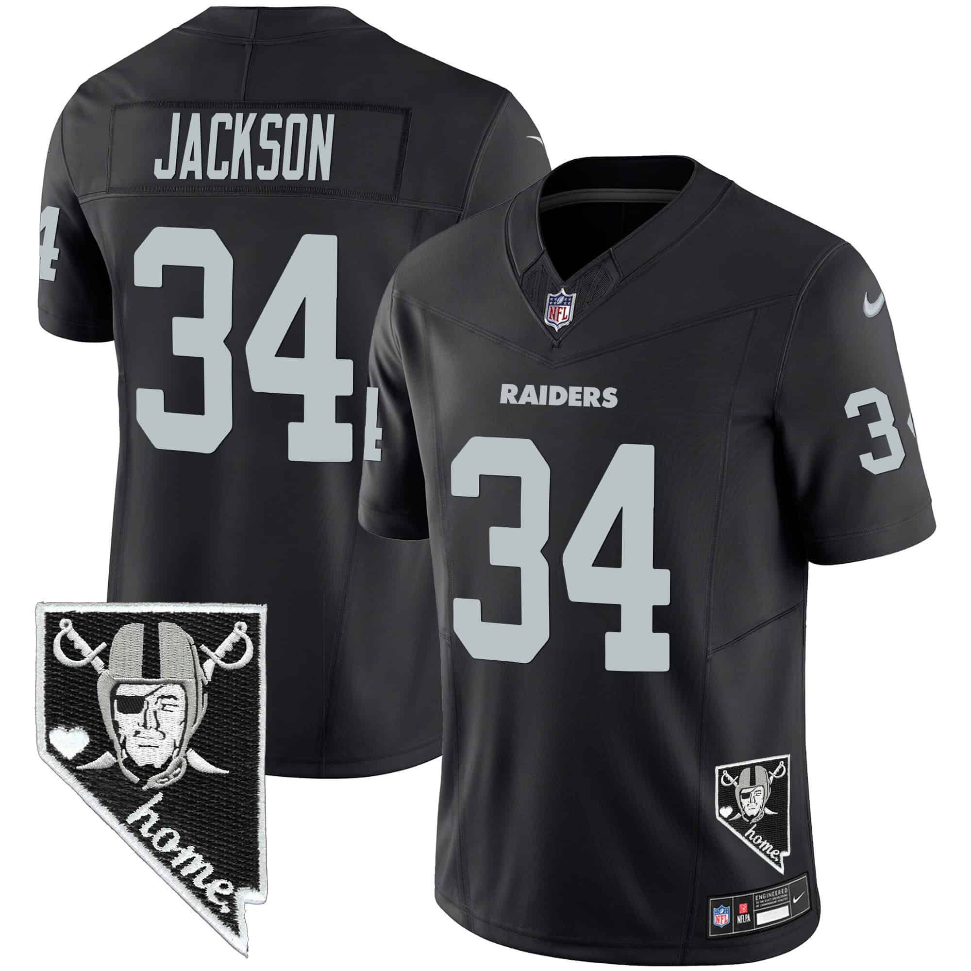 Men Oakland Raiders #34 Jackson Black 2024 Nike Nevada Home Patch Vapor NFL Jersey style 1->indianapolis colts->NFL Jersey